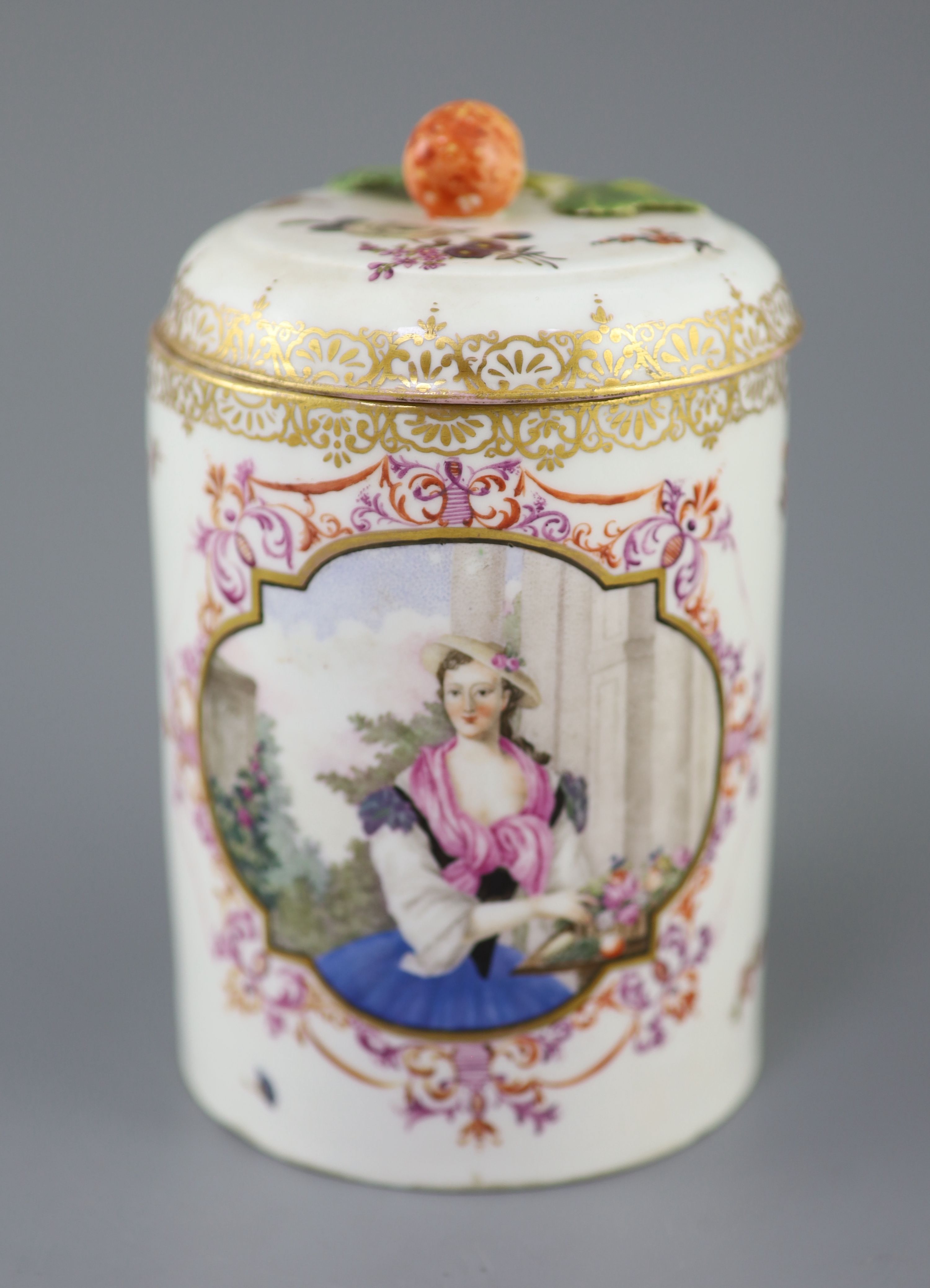 A Meissen cylindrical tankard and cover, late 19th century, 16cm high